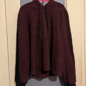 Tommy Hilfiger Burgundy Textured Hoodie Sweater